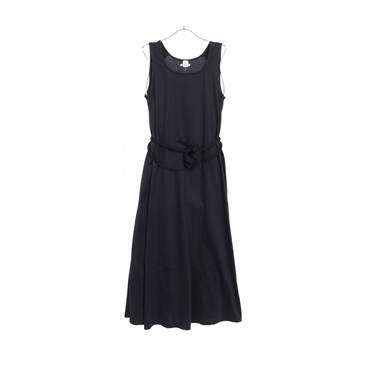 HERMES Sleeveless Dress With Rope Belt Cotton Black Size 34 Used Women