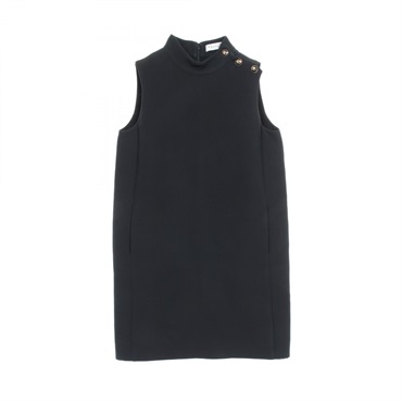 Christian Dior CD Button Sleeveless Dress 111R17A1166 Wool Silk Black Women #I38