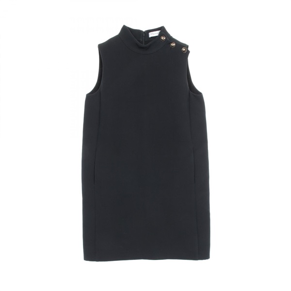 Christian Dior CD Button Sleeveless Dress 111R17A1166 Wool Silk Black Women #I38