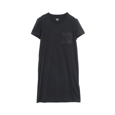 HERMES Short Sleeve Dress 4E4515DA Cotton Black Size 34 Used Women