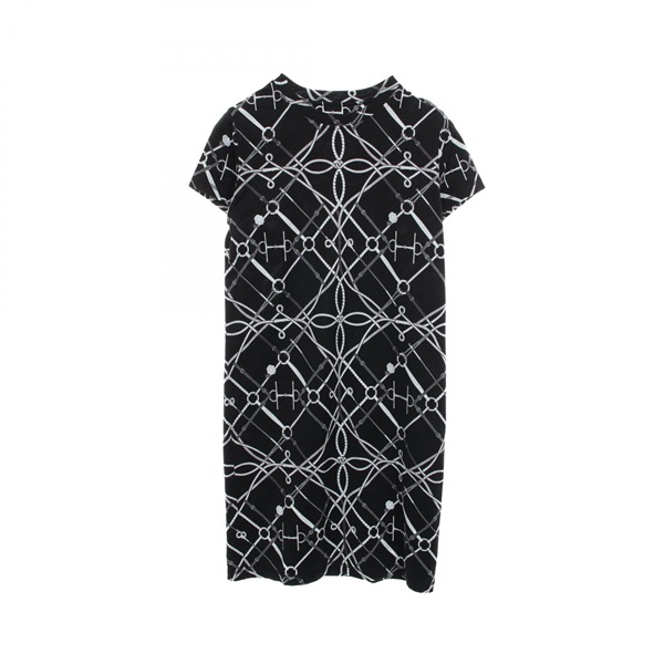 HERMES PARCOURS SANS FAUTE Dress *16-7704 Cotton Black Gray #38 Used Women