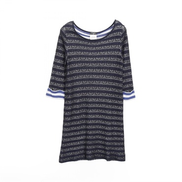 CHANEL Dress round neck P47670K06031 cotton Rayon silk Black Blue Used Women #34
