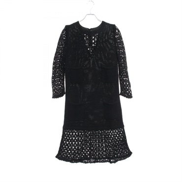 CHANEL Dress P49313K06205 cotton Black Used Women #40 COCO CC