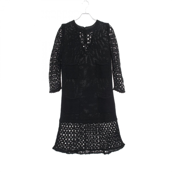 CHANEL Dress P49313K06205 cotton Black Used Women #40 COCO CC