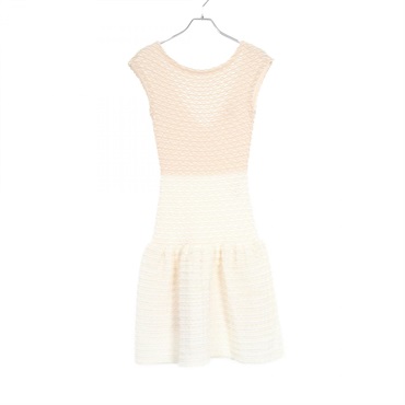 LOUIS VUITTON Sleeveless Midi Dress F3KD17OCM Silk Poly Beige #S Used Women LV