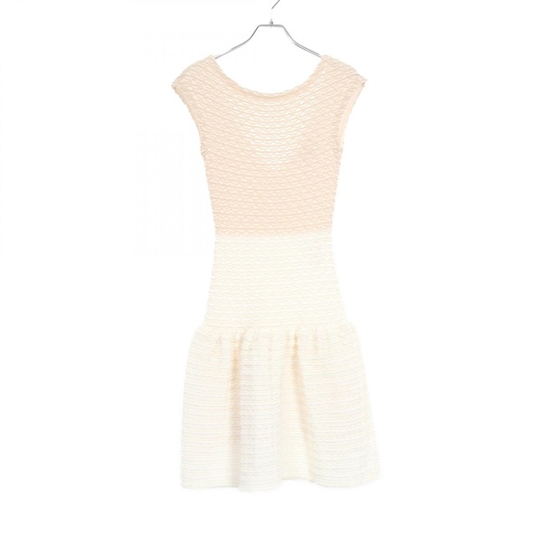 LOUIS VUITTON Sleeveless Midi Dress F3KD17OCM Silk Poly Beige #S Used Women LV