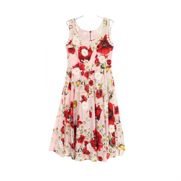 DOLCE & GABBANA Floral Dress F6VA8Z Cotton Pink Multicolor #36 Used Women
