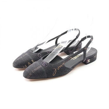 CHANEL pumps sandals shoes flat G31319 denim Gray Multicolor Used Women #36.5 CC