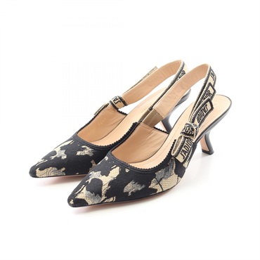 Christian Dior J'Adior Slingbacks Pumps sandals heels Canvas Black #36.5 Used