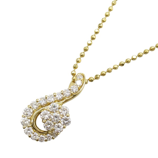 JEWELRY Diamond Necklace pendant 18KYG Yellow Gold Used women 36.5-40.5cm