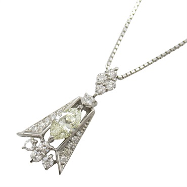 JEWELRY Diamond Necklace pendant Pt900 Platinum Yellow Used women 44.5cm
