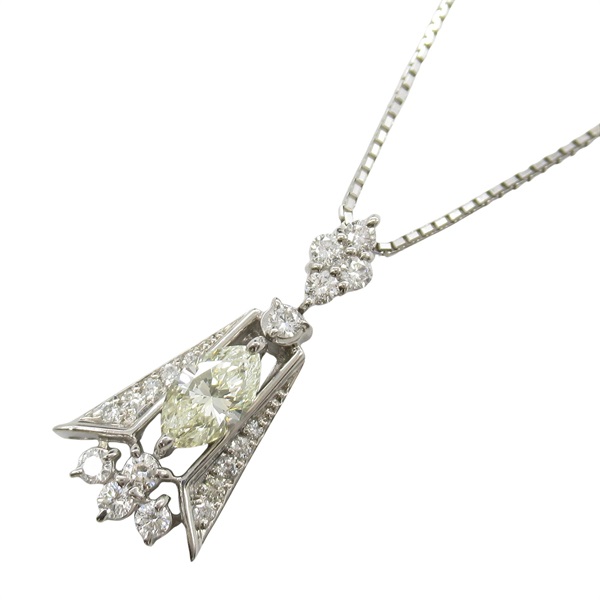 JEWELRY Diamond Necklace pendant Pt900 Platinum Yellow Used women 44.5cm