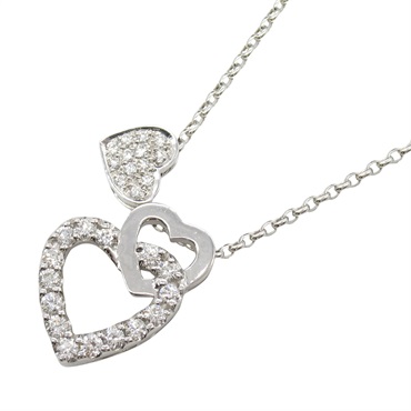 JEWELRY Diamond heart Necklace pendant 18KWG White Gold Used women 44.5㎝