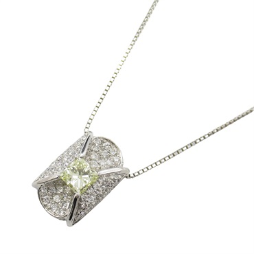 JEWELRY Diamond Necklace pendant 18KWG White Gold Yellow Used women 45cm