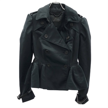 BURBERRY Short Coat Cotton Black Size 40 Used Women