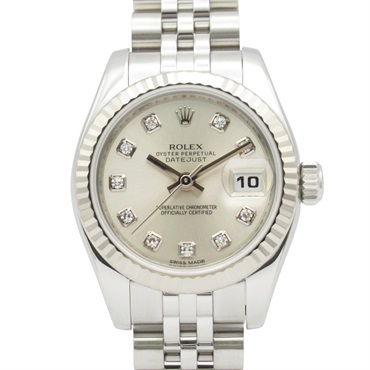 ROLEX Datejust 10P Diamond G Wrist Watch 179174G Automatic 18KWG SS Used Women