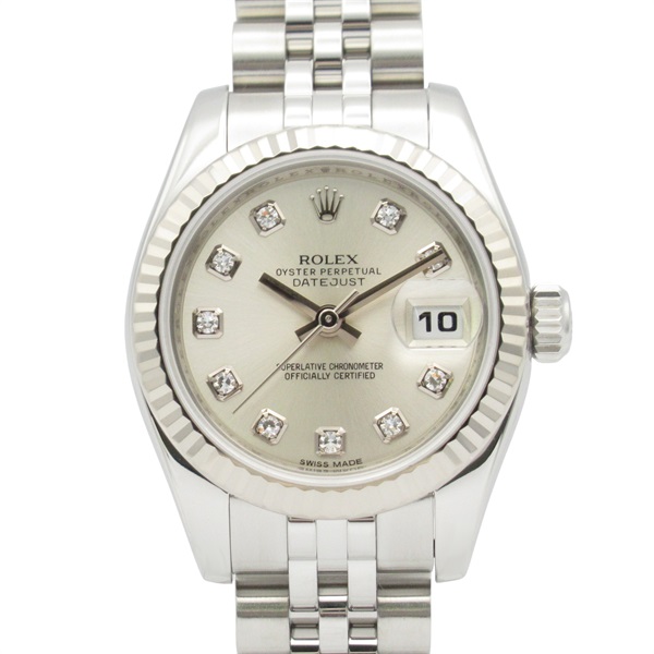 ROLEX Datejust 10P Diamond G Wrist Watch 179174G Automatic 18KWG SS Used Women