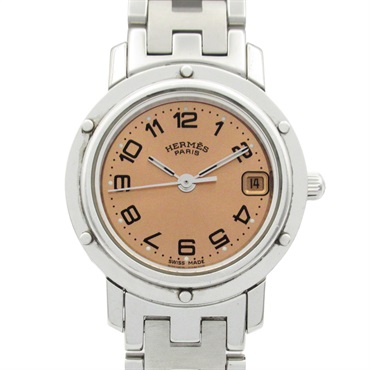 HERMES Clipper Wrist Watch CL4.210 Quartz Stainless Steel Used Women