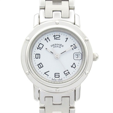 HERMES Clipper Wrist Watch CL4.210 Quartz Stainless Steel Used Women