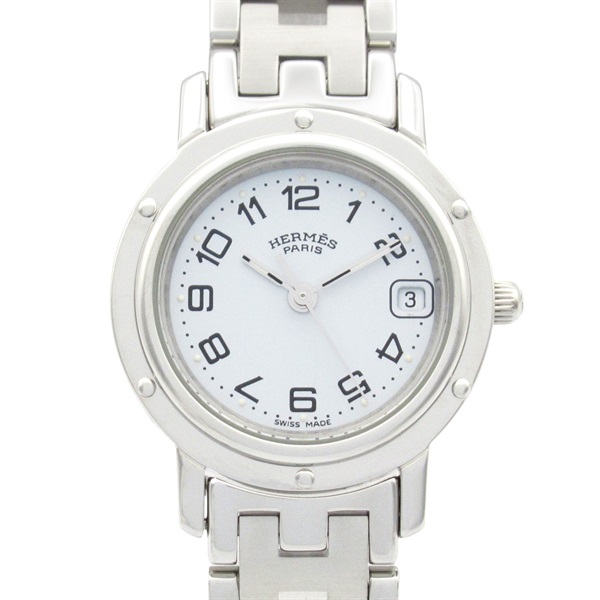 HERMES Clipper Wrist Watch CL4.210 Quartz Stainless Steel Used Women