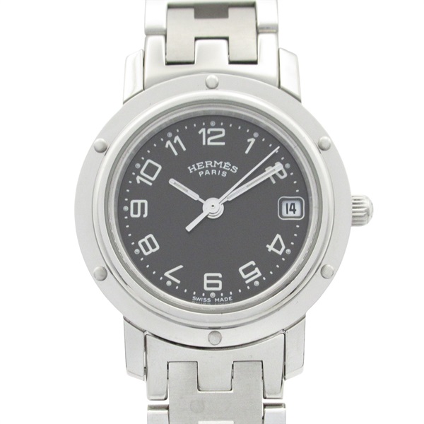 HERMES Clipper Wrist Watch CL4.210 Quartz Stainless Steel Used Women