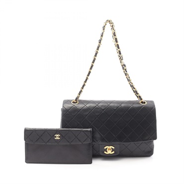 CHANEL Matelasse single flap Chain Shoulder Bag Lamb leather Black Used GHW CC
