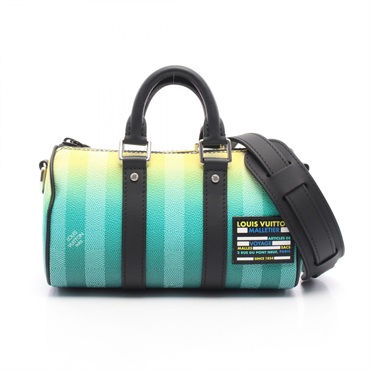 LOUIS VUITTON Keepall XS Shoulder Handbag M59949 Damier stripe Green Yellow Used