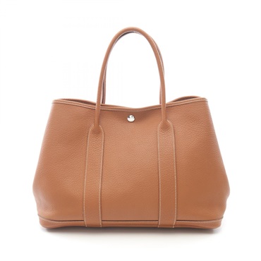 HERMES Garden party PM Tote Bag O Negonda leather Brown Used Women SHW