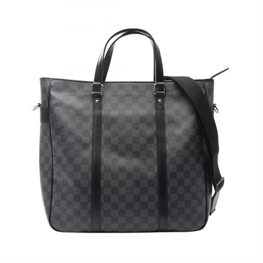 LOUIS VUITTON Tadao Shoulder Tote Bag N51192 Damier graphite canvas Black Used