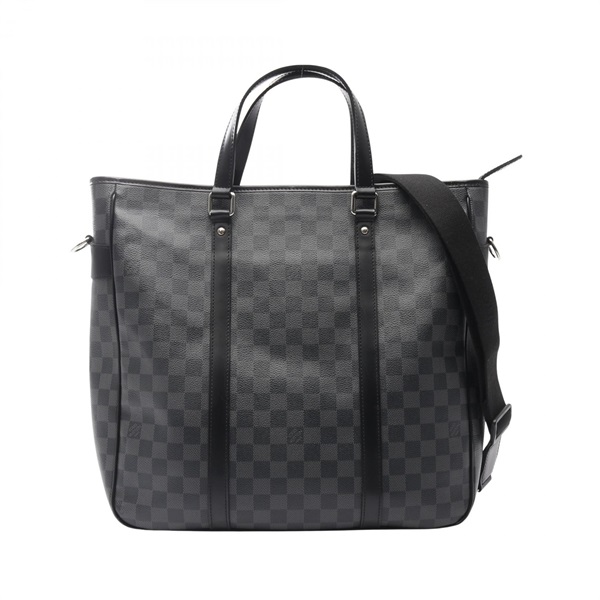 LOUIS VUITTON Tadao Shoulder Tote Bag N51192 Damier graphite canvas Black Used