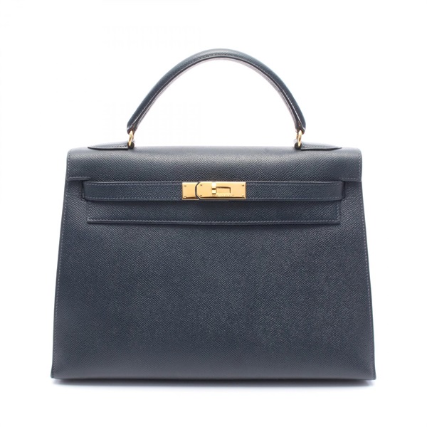 HERMES Kelly 32 Shoulder Handbag Courchevel leather Blue marine Used Women GHW V