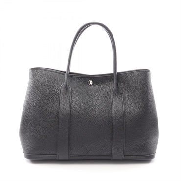 HERMES Garden party PM Tote Bag 051559CK Negonda leather Black Used Women SHW C
