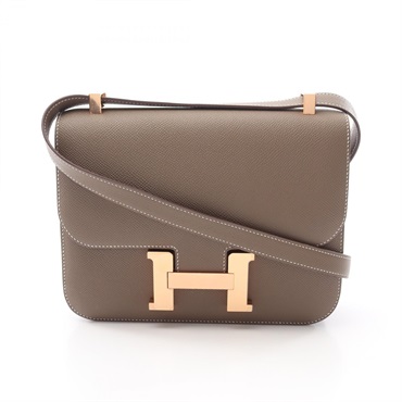 HERMES Constance 3 24 Shoulder Bag 056341CK Epsom leather Etoupe Grey Used B