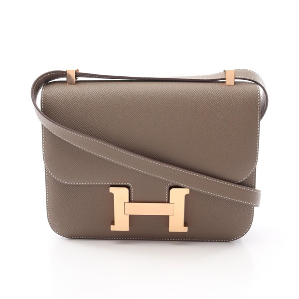HERMES Constance 3 24 Shoulder Bag 056341CK Epsom leather Etoupe Grey Used B