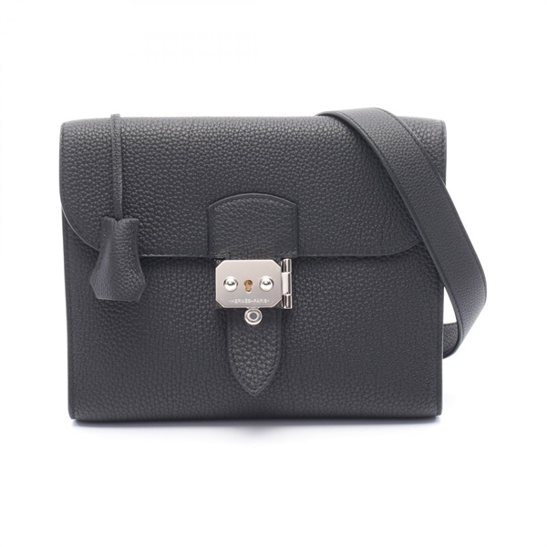 HERMES Sac Adepeche 21 Shoulder Bag 084109CK Togo leather Black Used SHW U mens