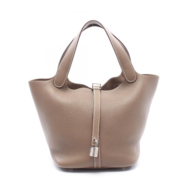 HERMES Picotin MM Hand tote bag Z 060991CK Taurillon Clemence leather Etoupe SHW