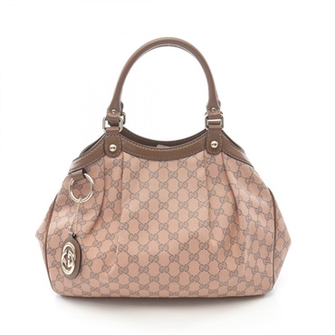 GUCCI Sukey Handbag 211944 canvas leather Pink Brown Used Women
