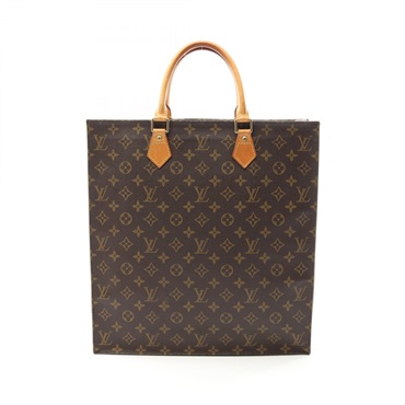 LOUIS VUITTON Sac Plat Tote Bag M51140 Monogram canvas leather Brown Used Women