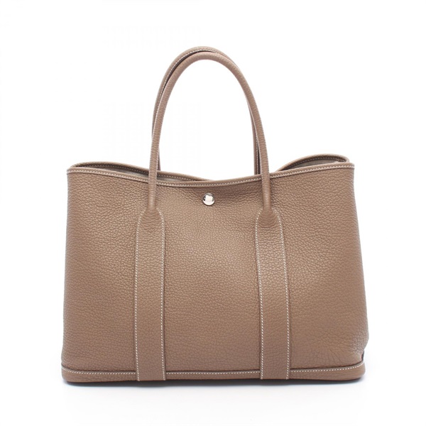 HERMES Garden party PM Tote Bag C Negonda leather Etoupe Grey Used SHW