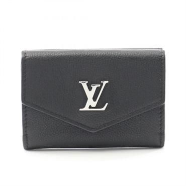 LOUIS VUITTON Portefeuille LockMini Tri-fold wallet M63921 Calfskin Black Used