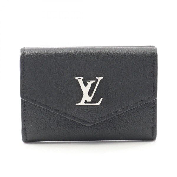 LOUIS VUITTON Portefeuille LockMini Tri-fold wallet M63921 Calfskin Black Used