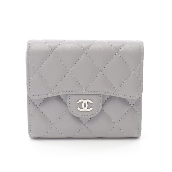 CHANEL Matelasse Classic small flap Tri-fold wallet AP0231 leather Gray SHW Used