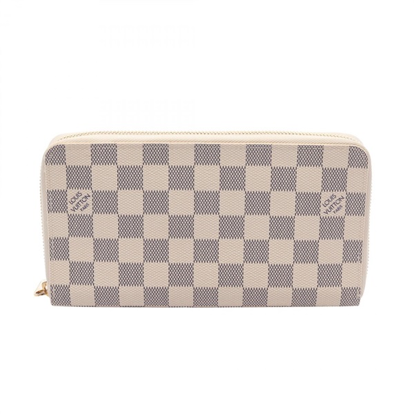 LOUIS VUITTON Zippy Organizer wallet N60012 Damier Azur canvas White Used Women