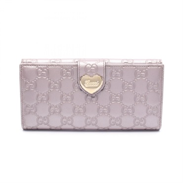 GUCCI Guccissima Lovely Heart Bi-fold Purse Wallet 203550 Leather Purple Used
