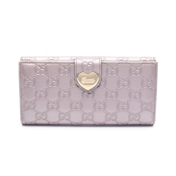 GUCCI Guccissima Lovely Heart Bi-fold Purse Wallet 203550 Leather Purple Used