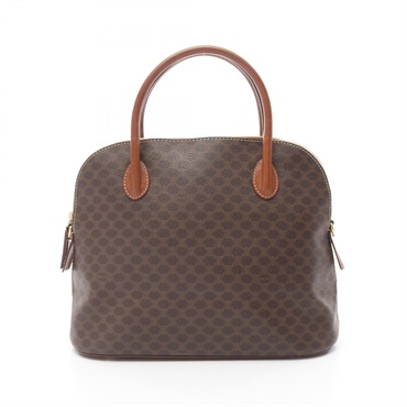 CELINE Macadam Handbag PVC coated canvas leather Brown Used Women