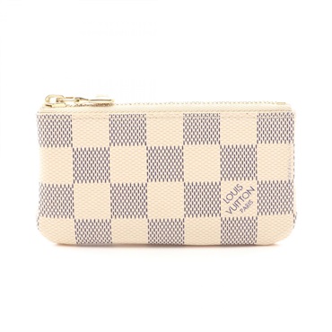 LOUIS VUITTON Pochette Cle Key coin purse N62659 Damier Azur canvas White Used