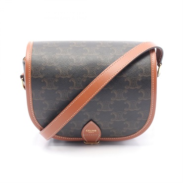 CELINE Falco Medium Triomphe Shoulder crossbody Bag 191502BZJ canvas leather BK