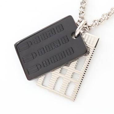 HERMES Van quatre Faubourg Necklace Pendant Stainless Steel Black Used women