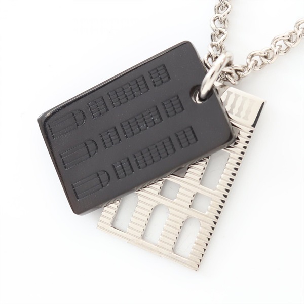 HERMES Van quatre Faubourg Necklace Pendant Stainless Steel Black Used women
